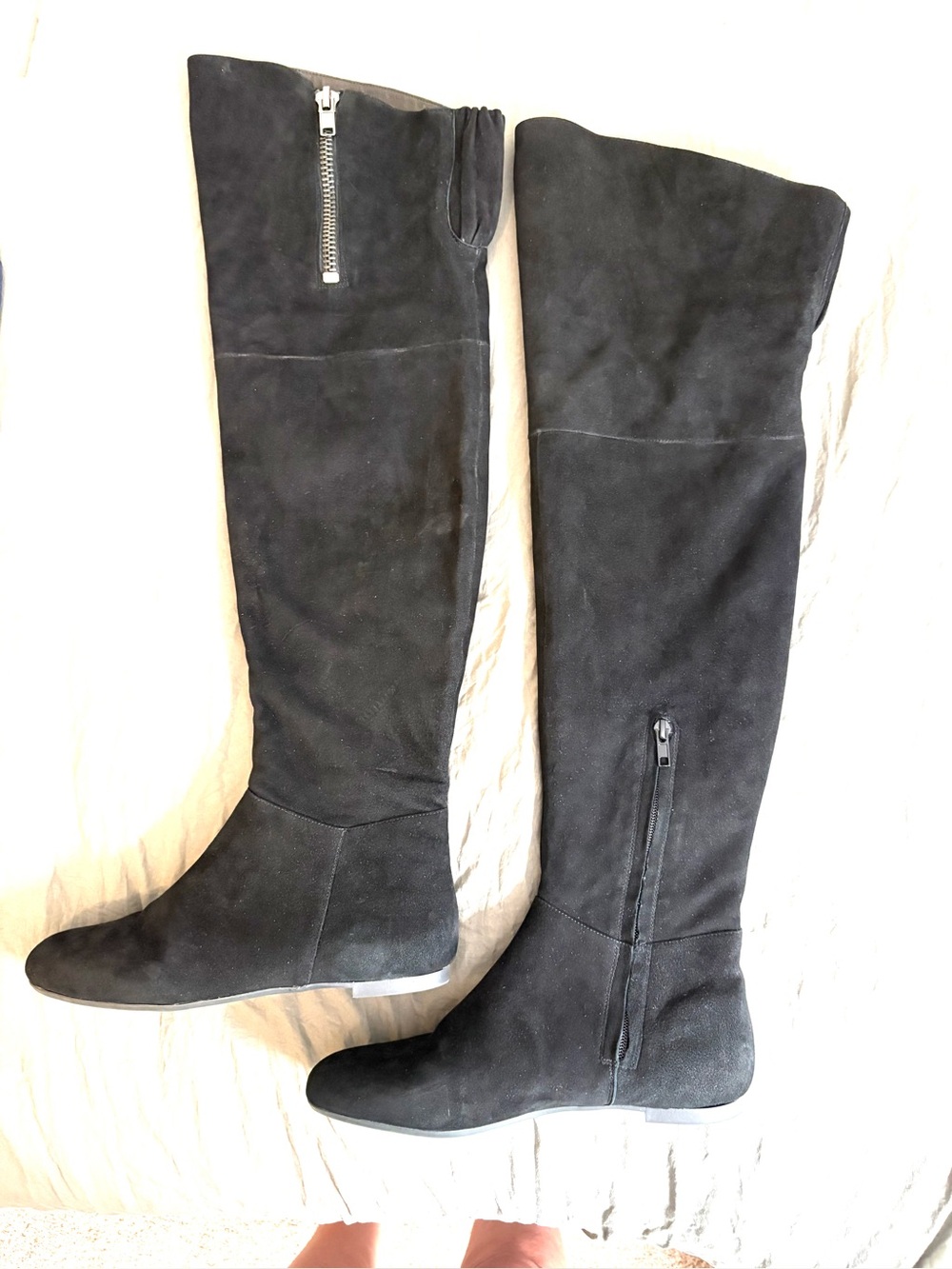 Sam Edelman Black Suede Over the Knee Flat Boots. Size 8.5.